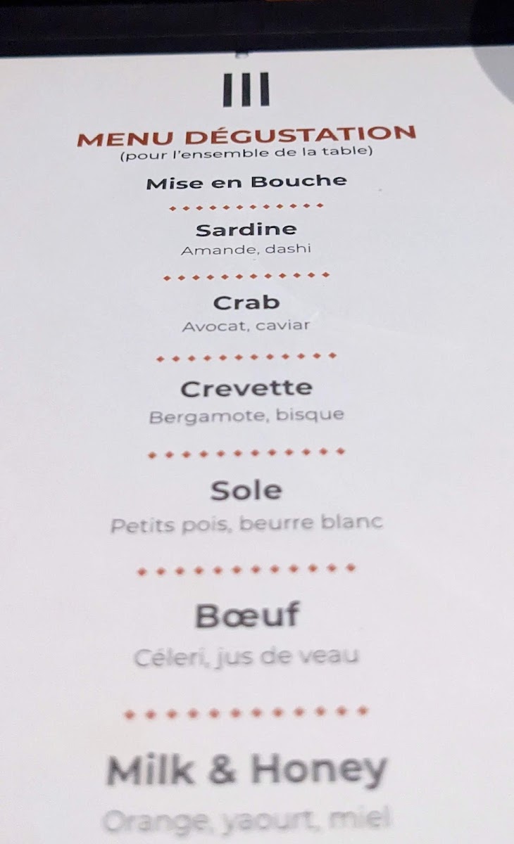 Menu Table Iii-2