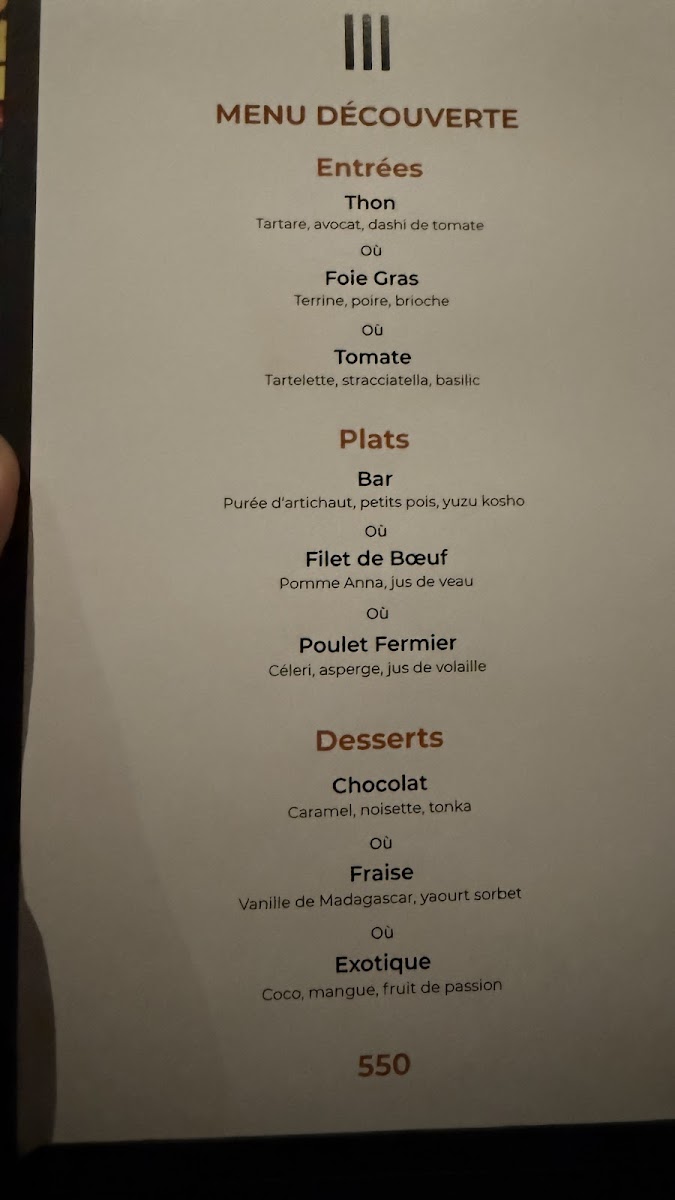 Menu Table Iii-3