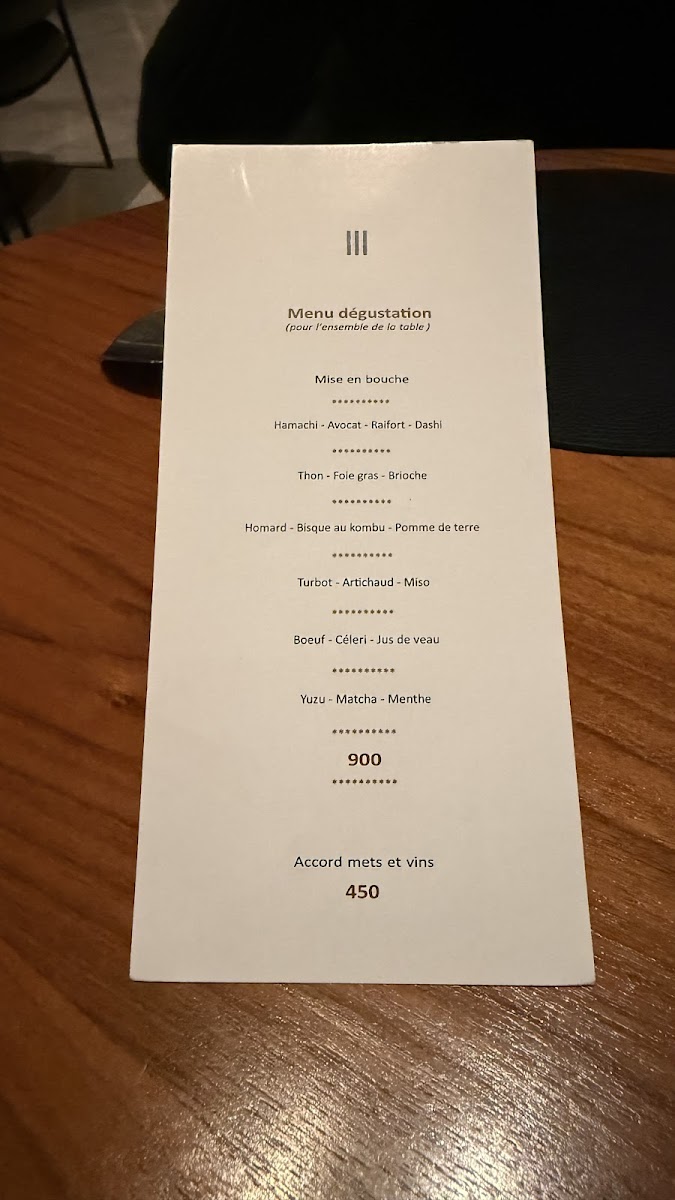 Menu Table Iii-5