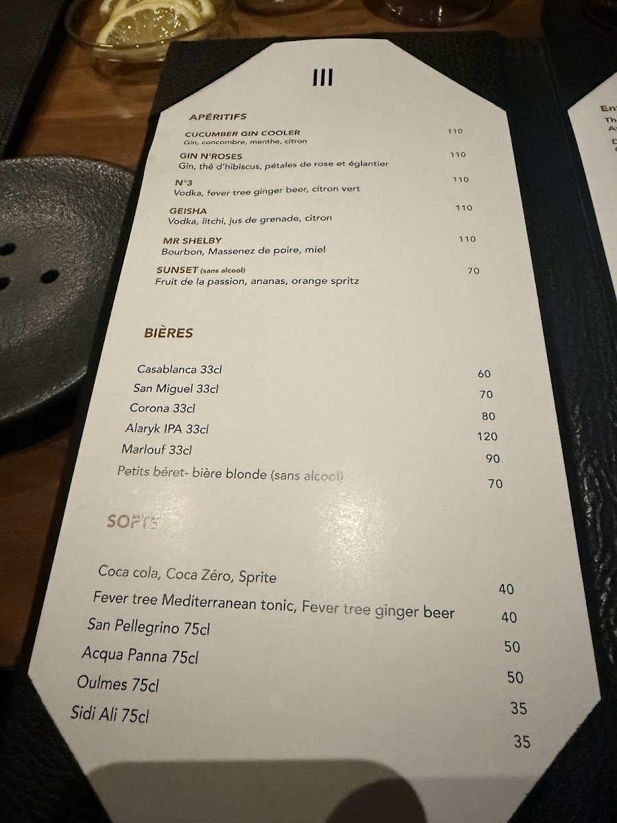 Menu Table Iii-6