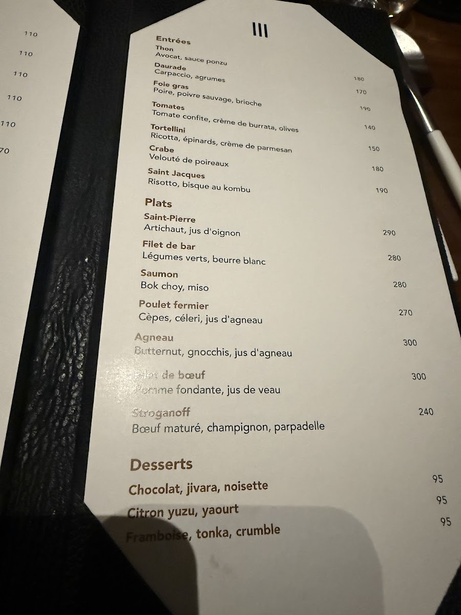 Menu Table Iii-7