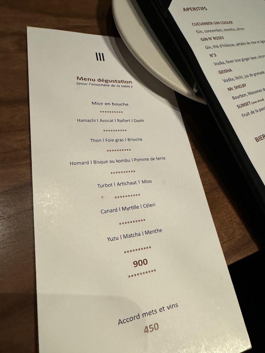 Menu Table Iii-8