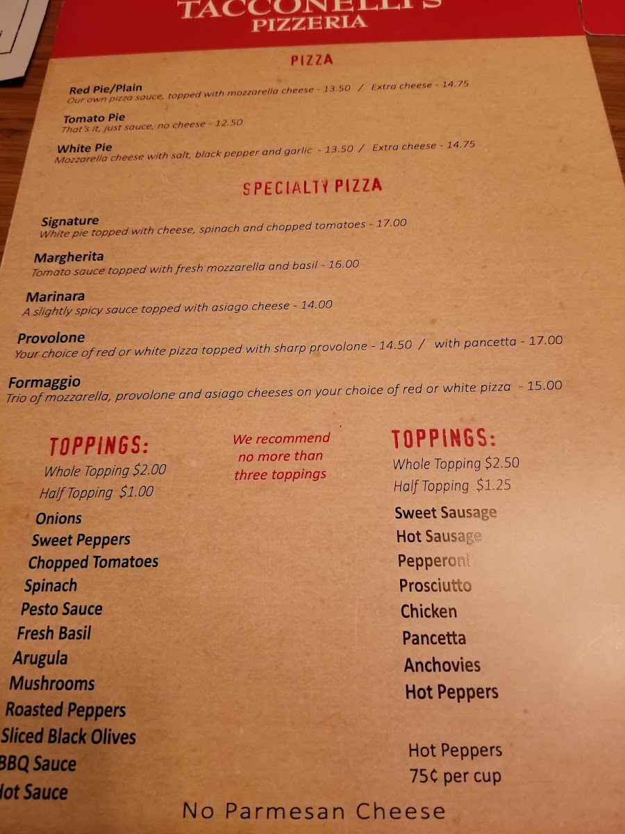Menu Tacconelli's Pizzeria-8
