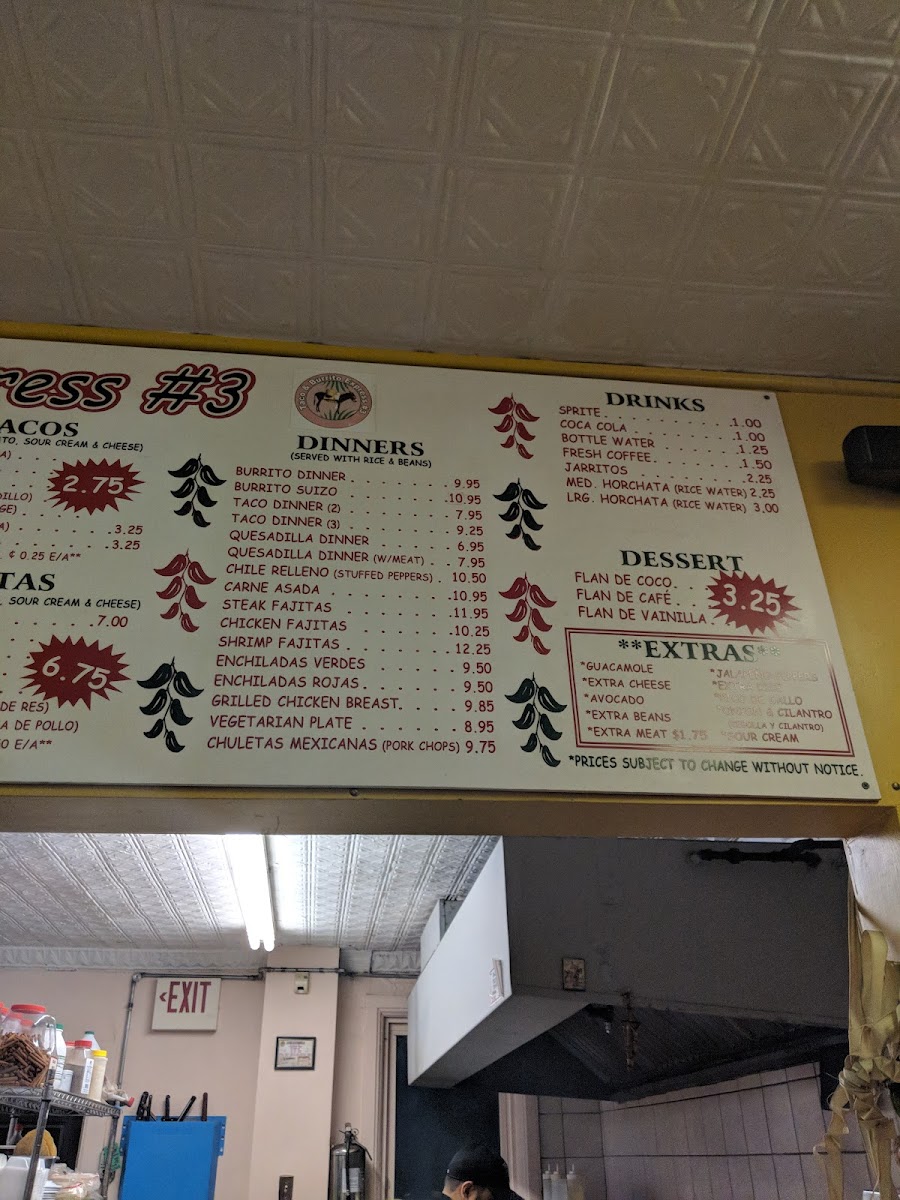 Menu Tacos & Burrito Express #3-10