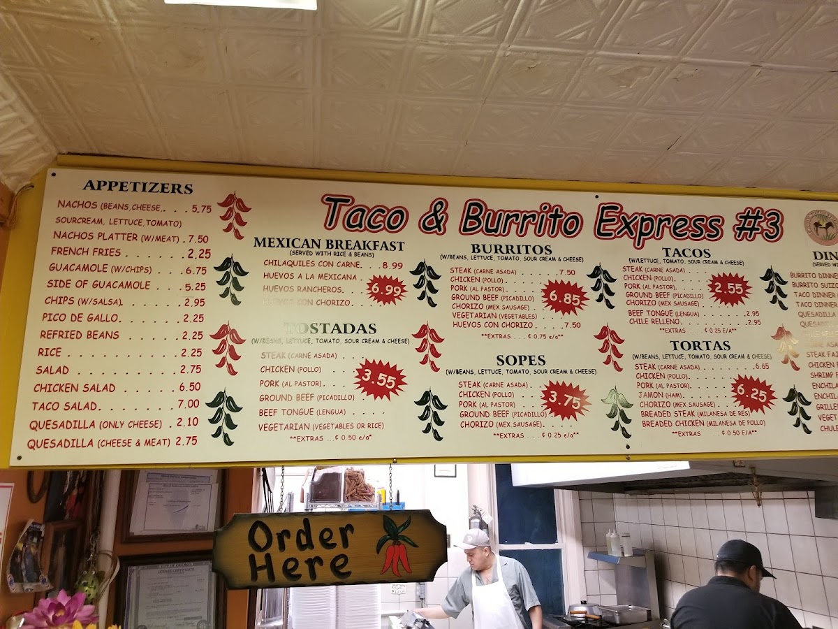 Menu Tacos & Burrito Express #3-8