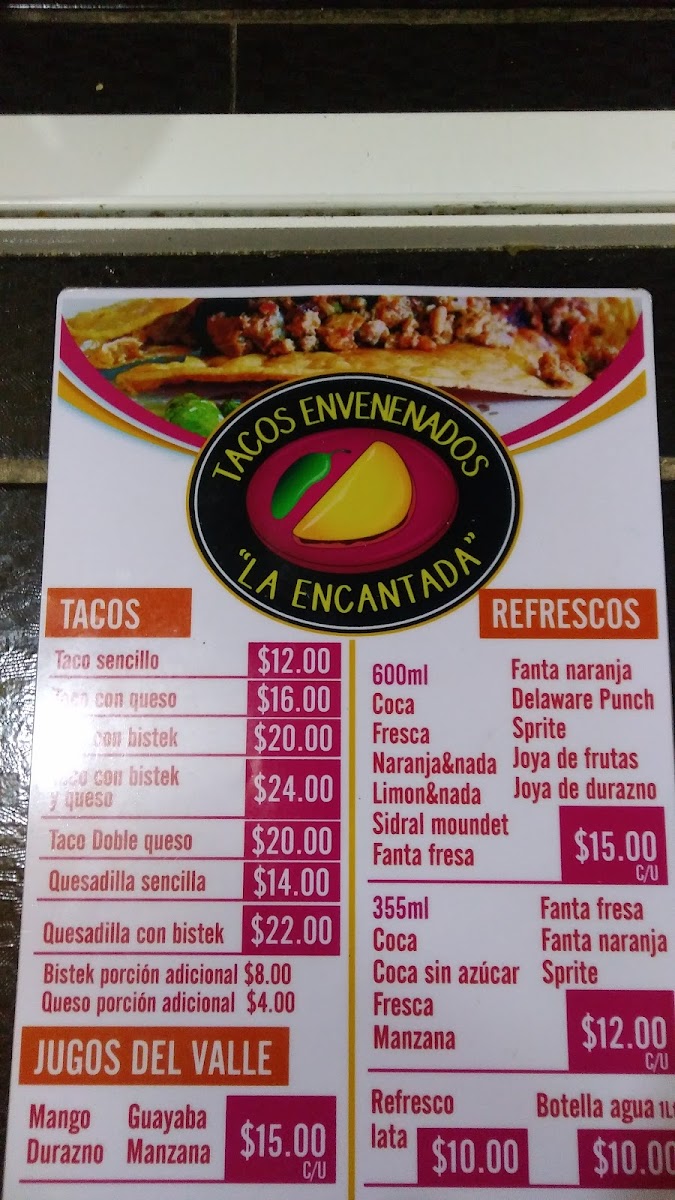 Menu Tacos Envenenados 'la Encantada'-1