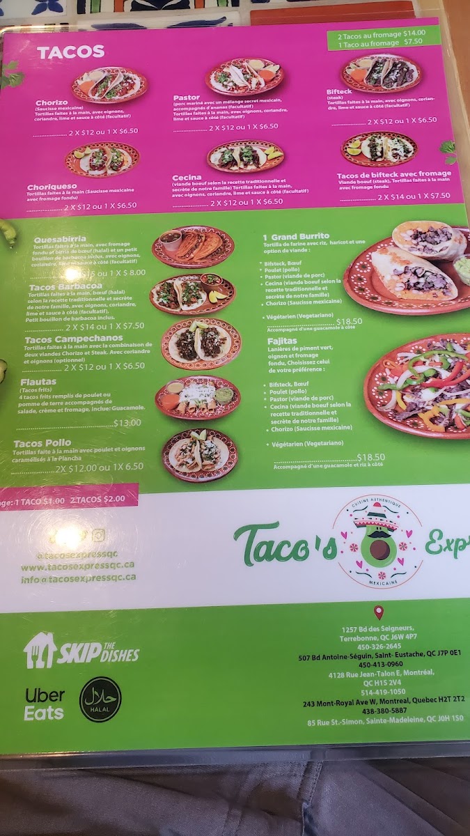 Menu Taco's Express-9