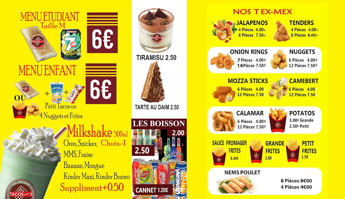 Menu Tacos Numéro 1-3