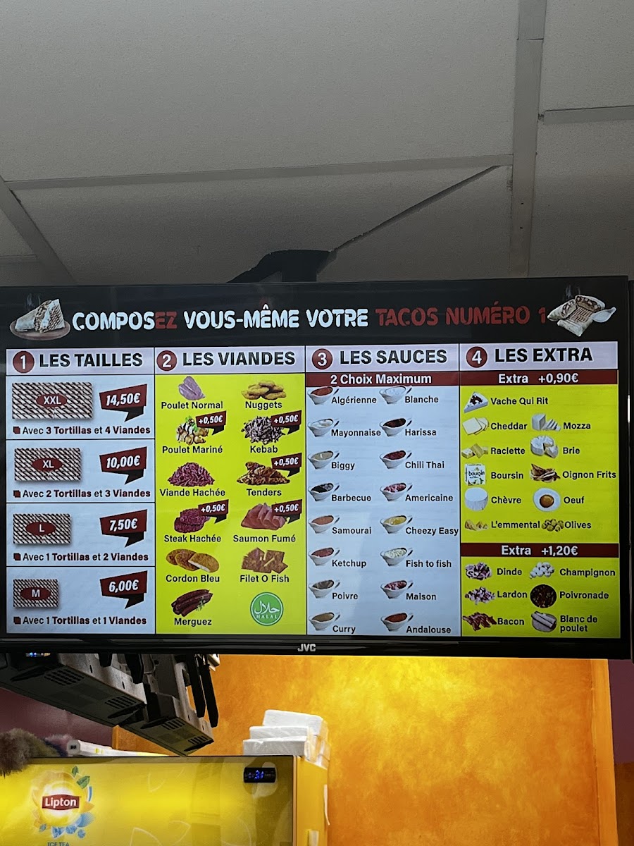 Menu Tacos Numéro 1-4