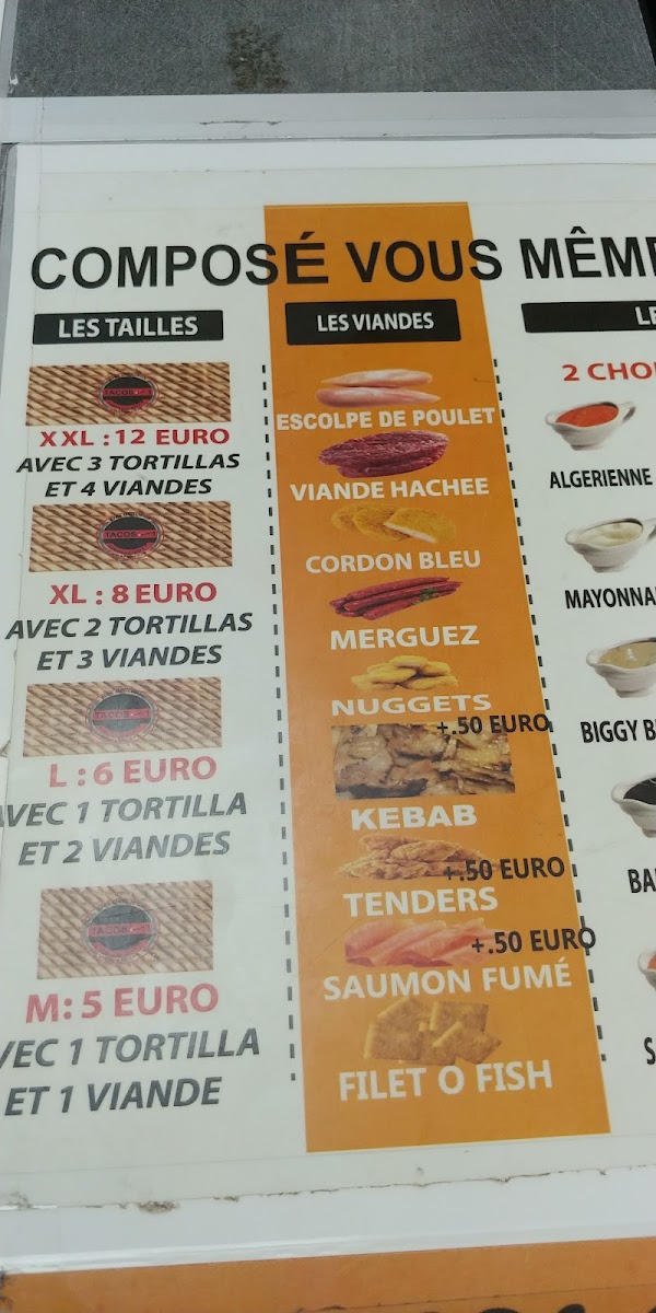 Menu Tacos Numéro 1-6
