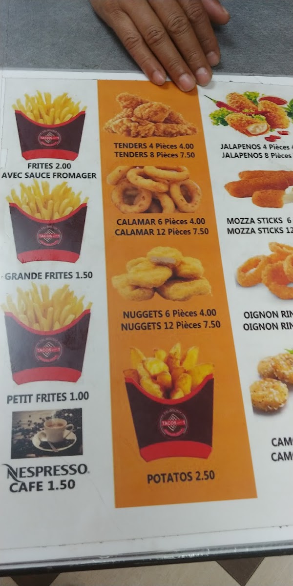 Menu Tacos Numéro 1-7