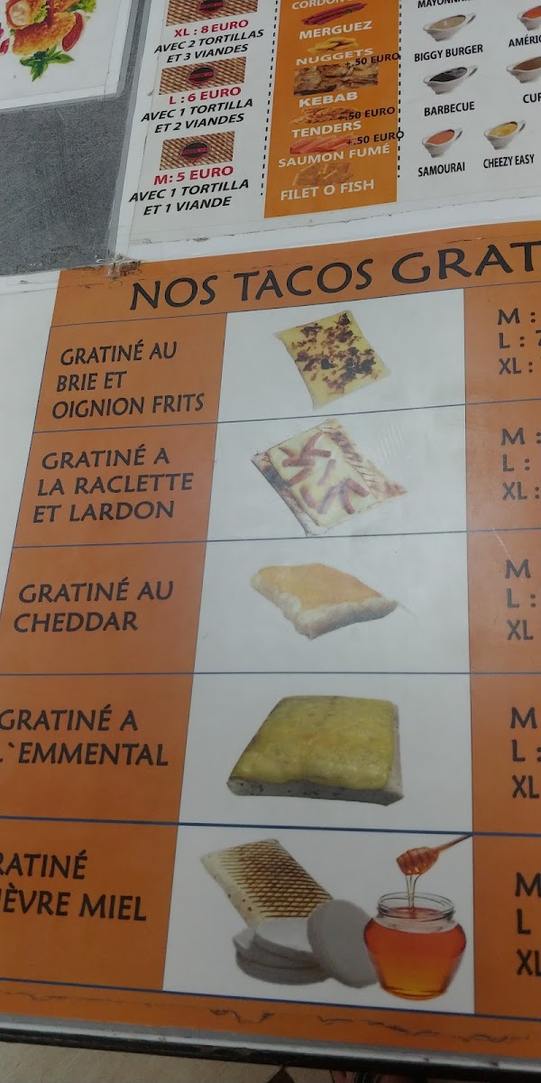 Menu Tacos Numéro 1-8