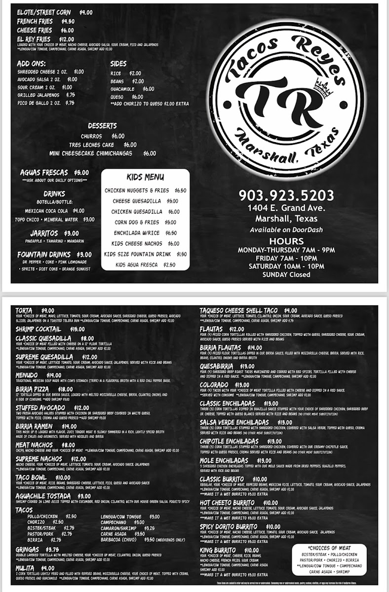 Menu Tacos Reyes Restaurant-1