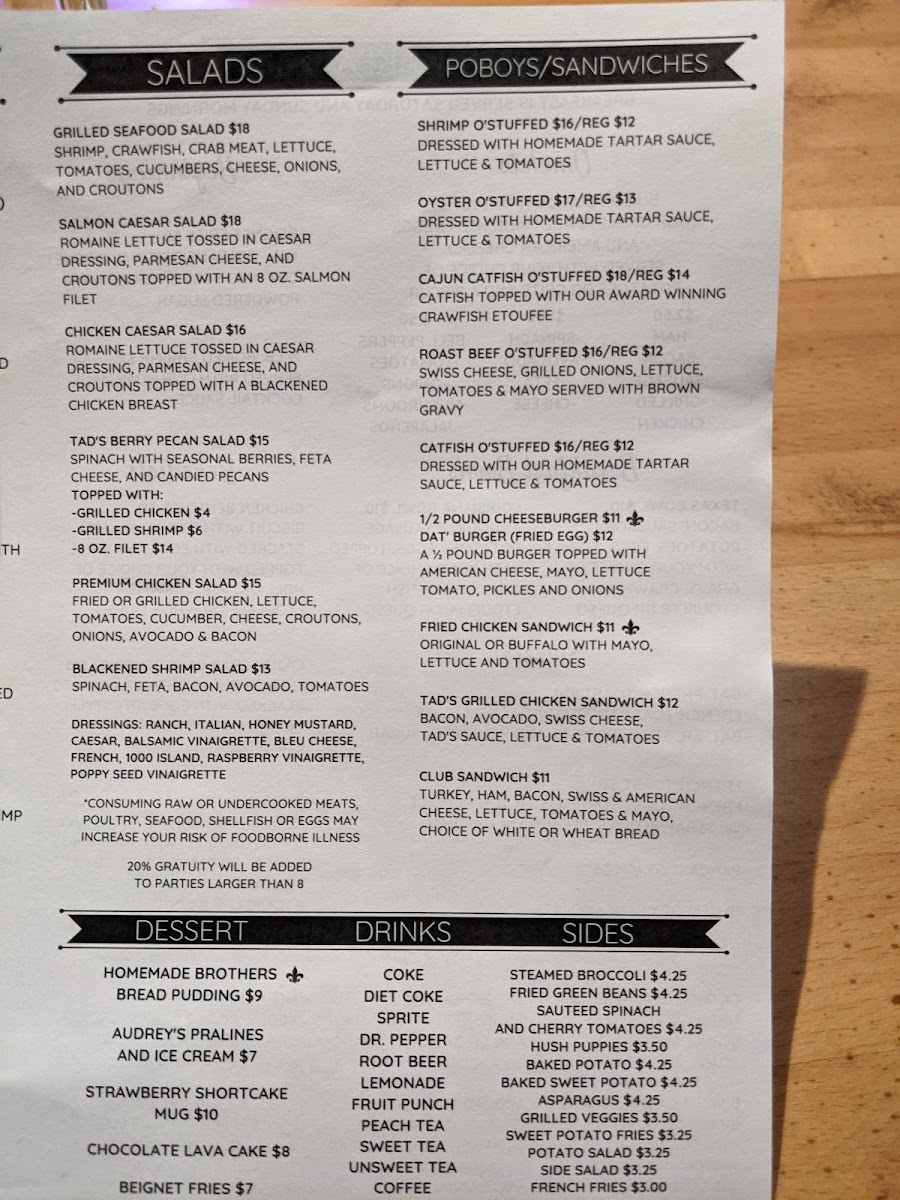 Menu Tad's Louisiana Cooking-1