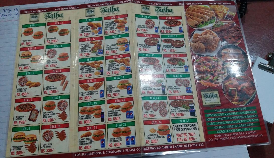 Menu Taiba Restaurant Larkana-2