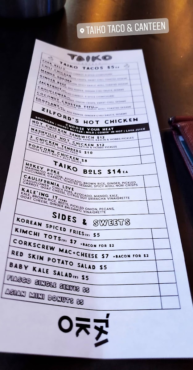 Menu Taiko Canteen - Home Of Lucky Putt-6
