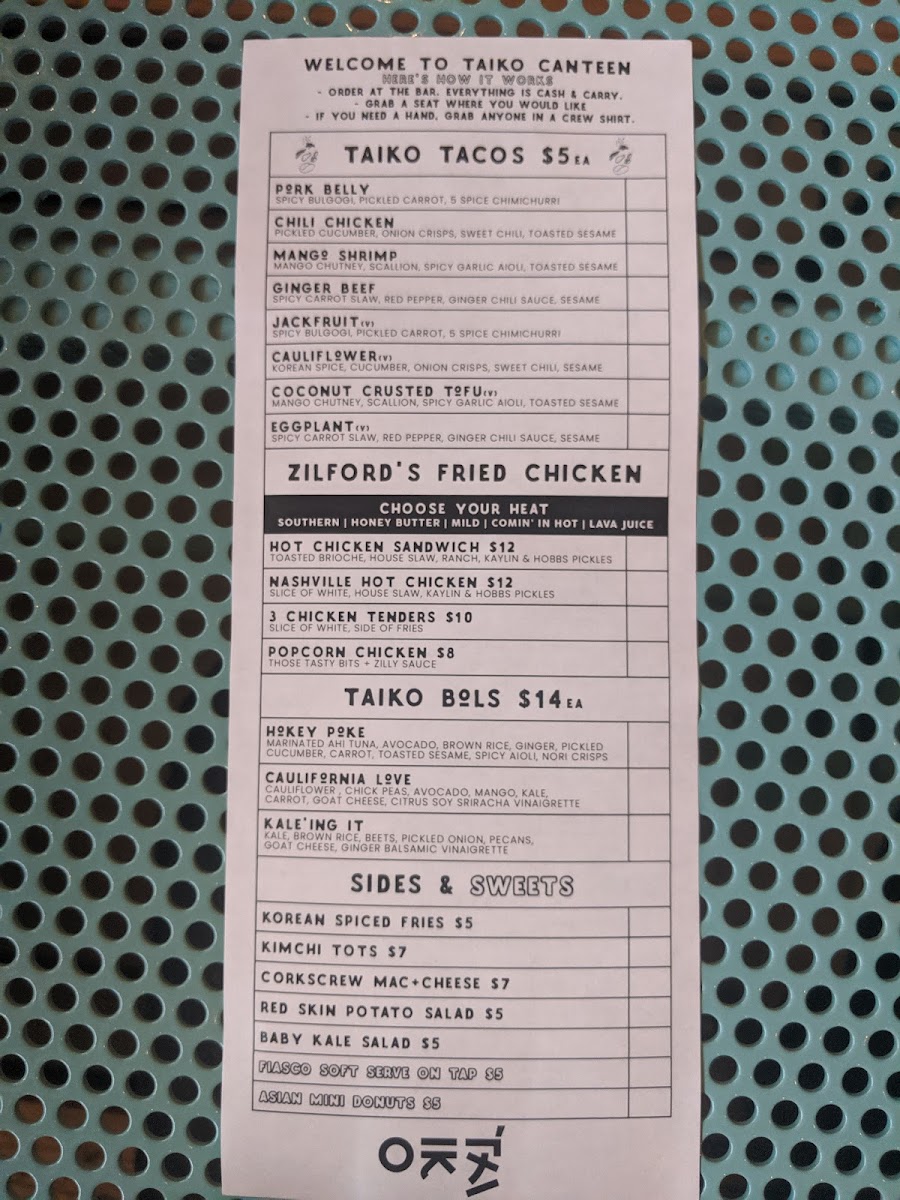 Menu Taiko Canteen - Home Of Lucky Putt-7
