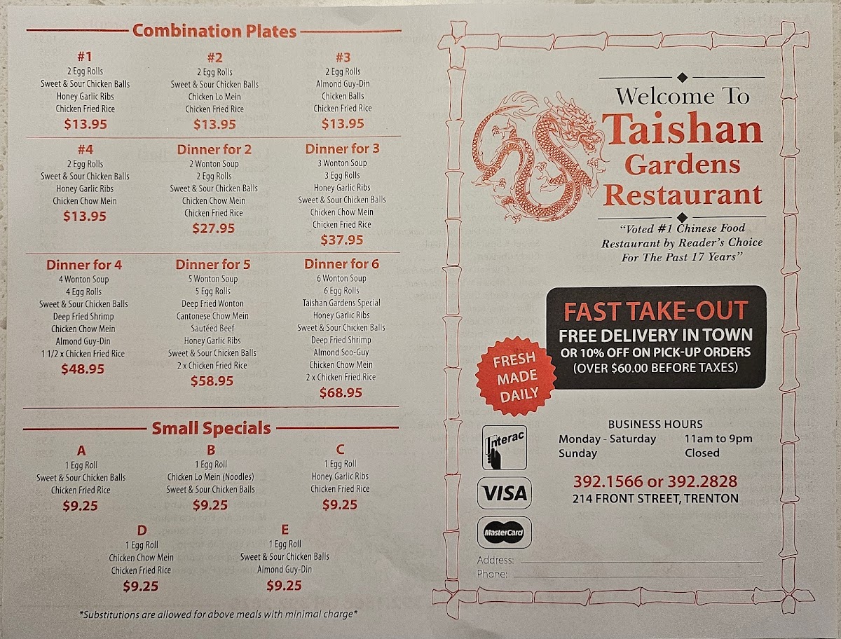 Menu Taishan Gardens Restaurant-2
