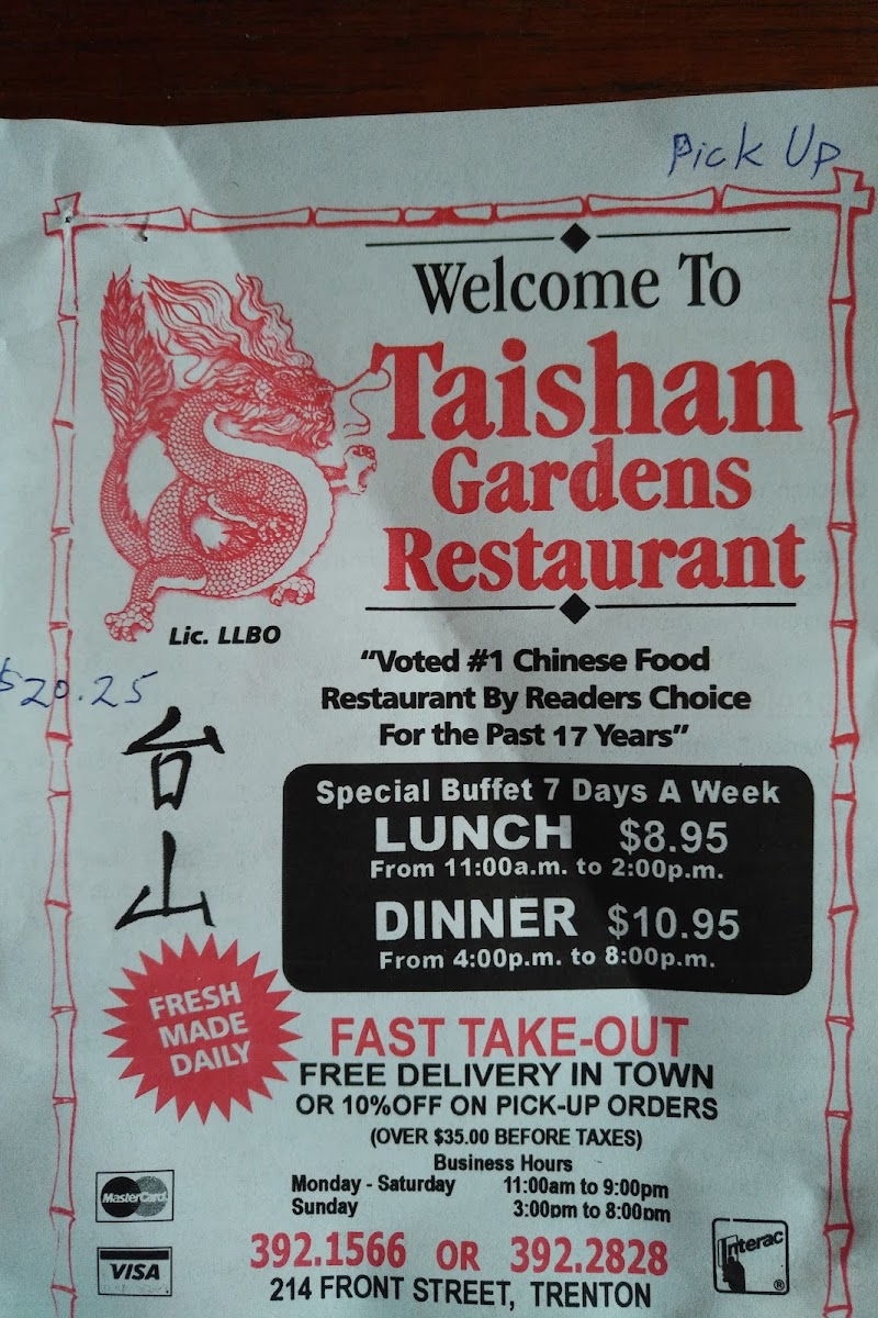 Menu Taishan Gardens Restaurant-5