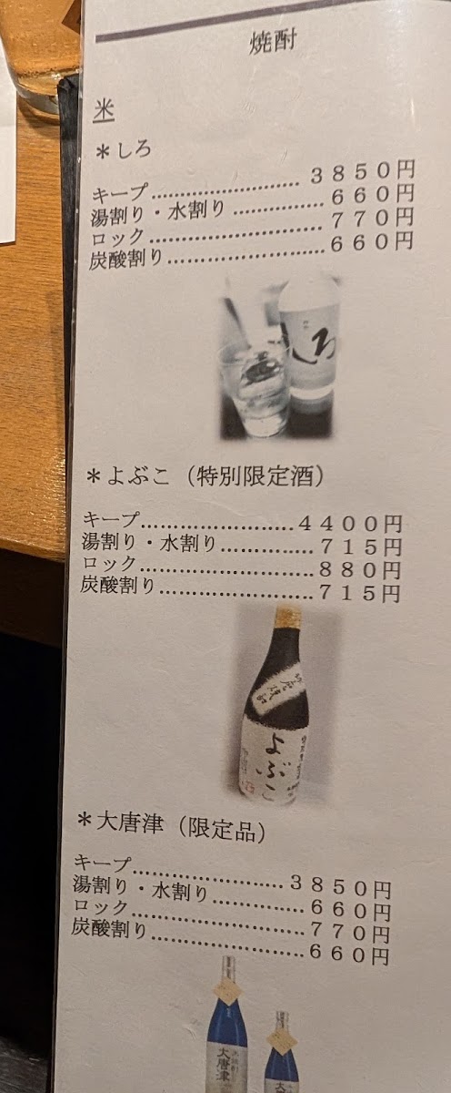 Menu Taishi-4