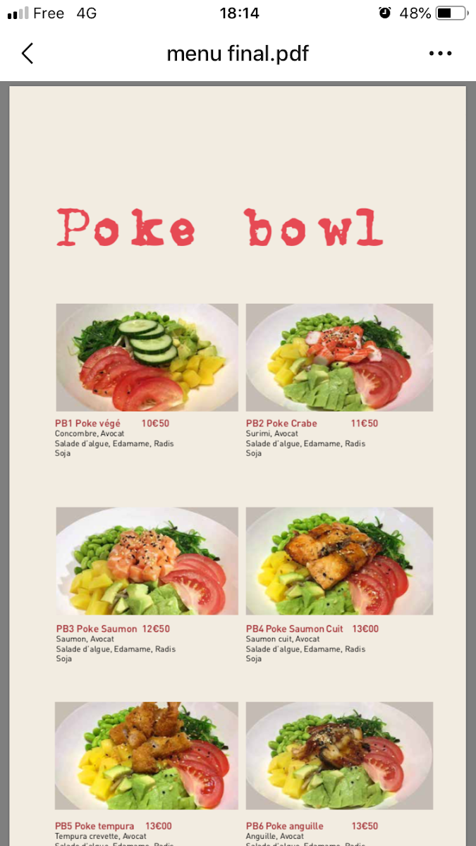 Menu Taiyo-7