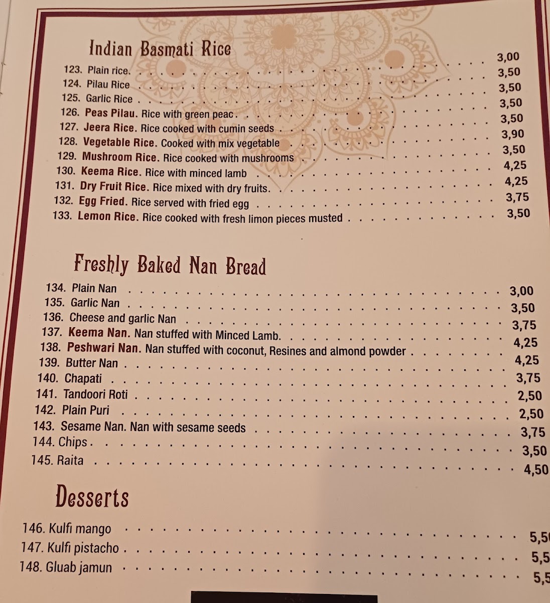 Menu Taj Indian Restaurant-3