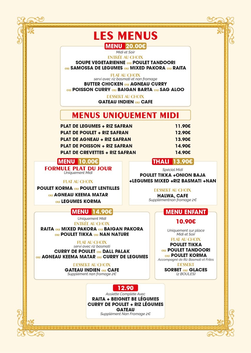 Menu Taj Mahal Paris 5Ème-6