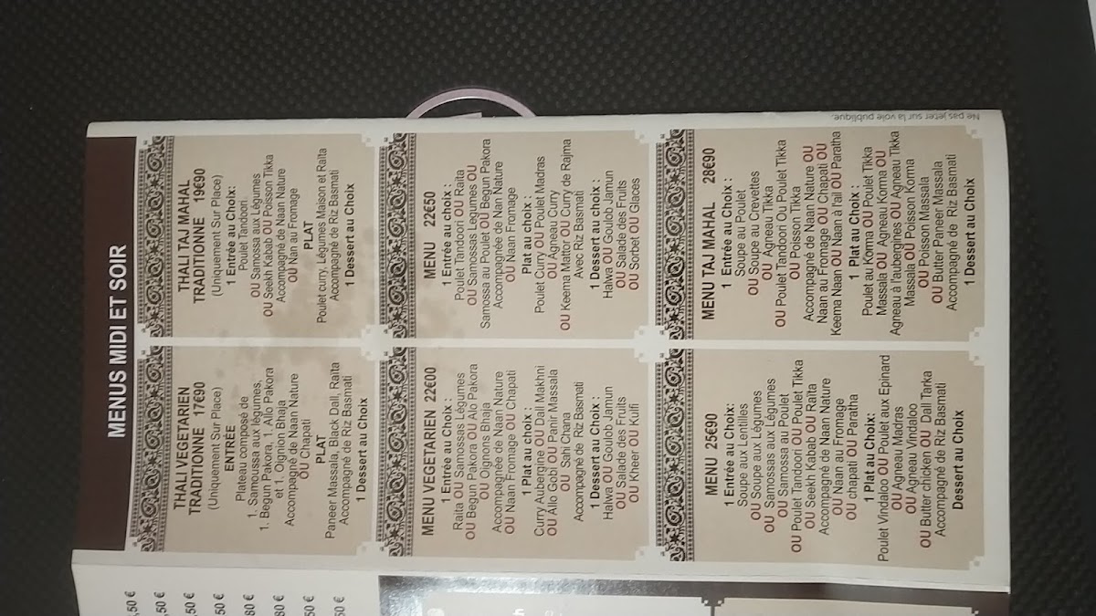 Menu Taj Mahal Paris-3