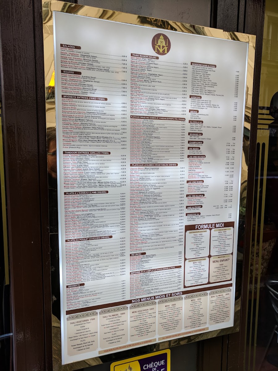Menu Taj Mahal Paris-5