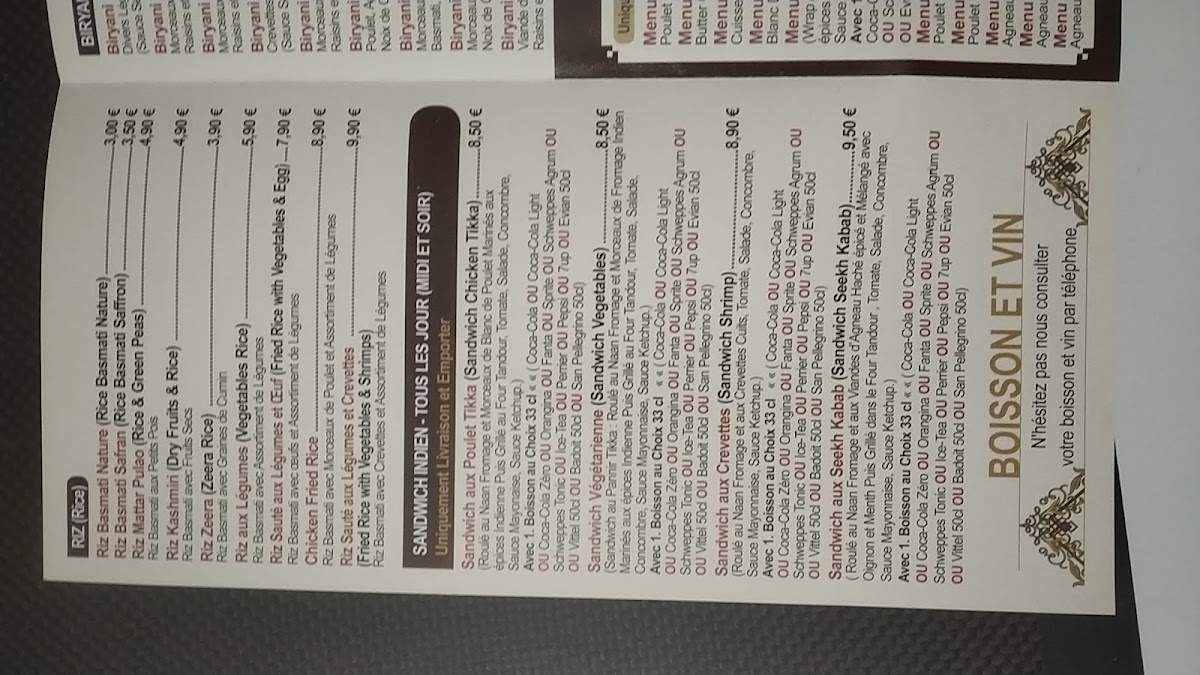 Menu Taj Mahal Paris-6