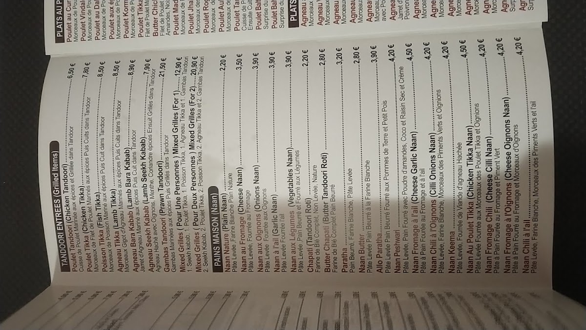 Menu Taj Mahal Paris-9