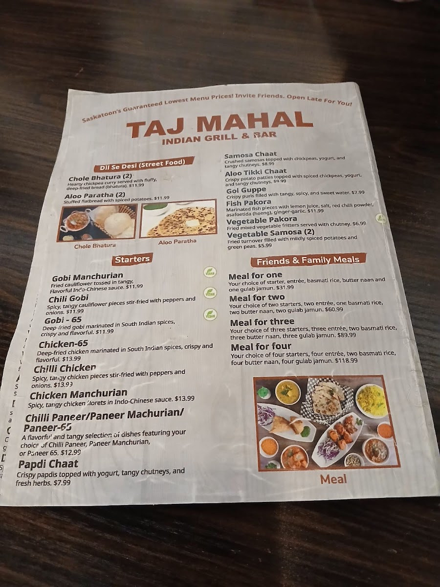 Menu Taj Mahal Restaurant (Confederation Dr)-10