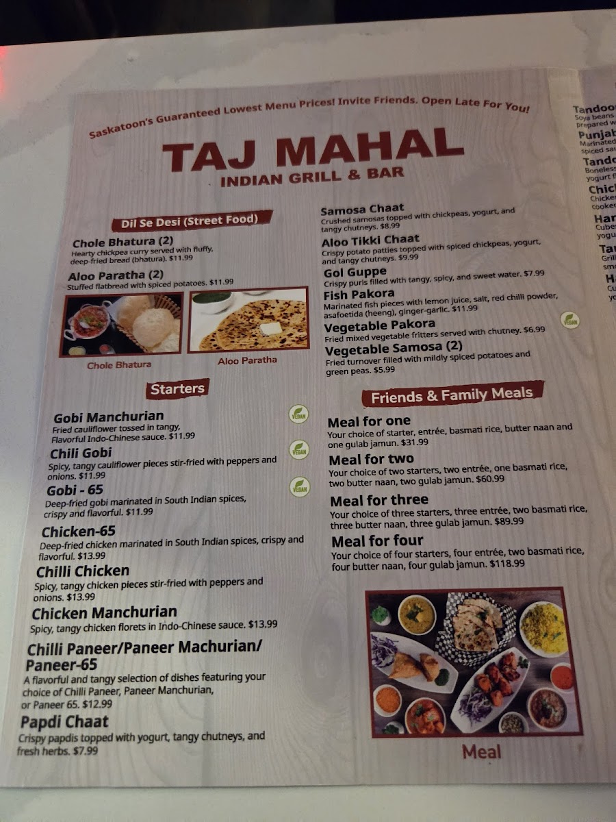Menu Taj Mahal Restaurant (Confederation Dr)-8