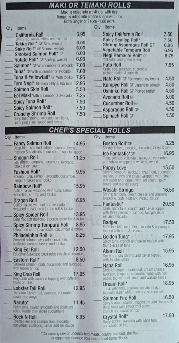 Menu Takara Sushi Station-1