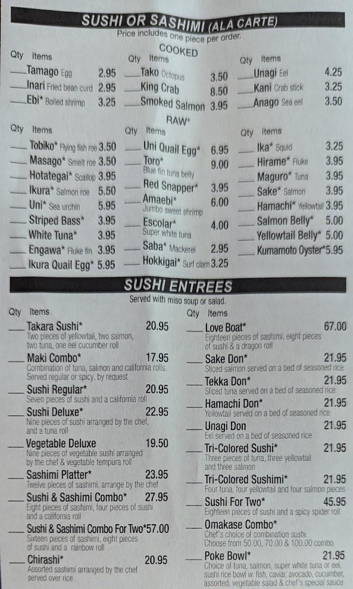 Menu Takara Sushi Station-2