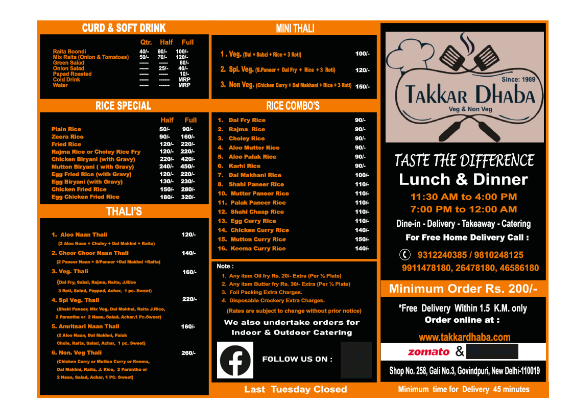 Menu Takkar Dhaba-2
