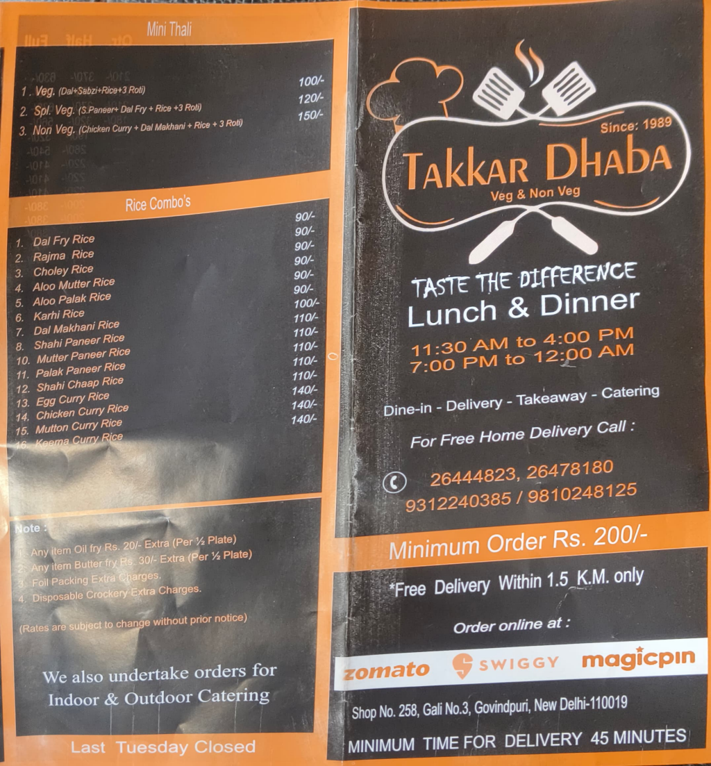 Menu Takkar Dhaba-4