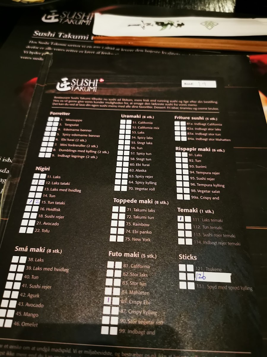 Menu Takumi Sushi Fredericia-2