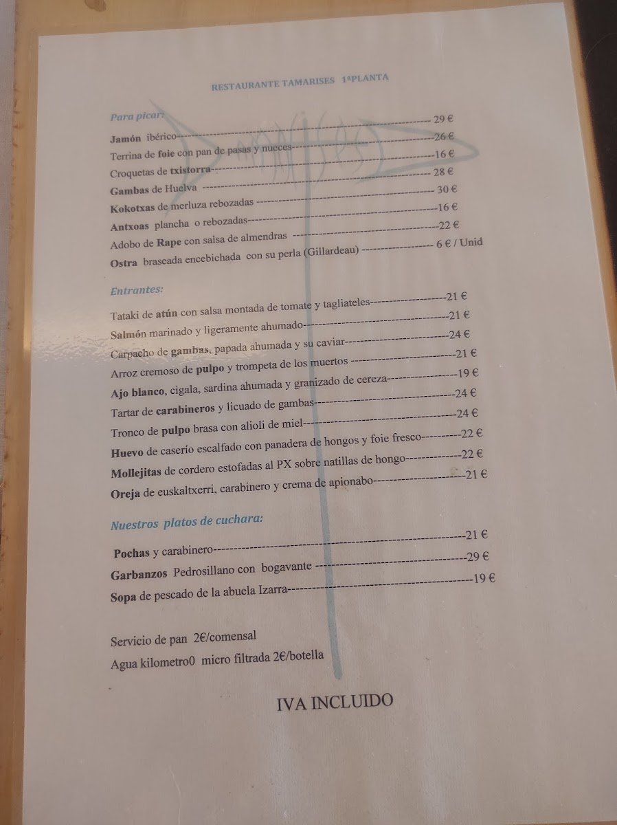 Menu Tamarises Izarra Jatetxea-1