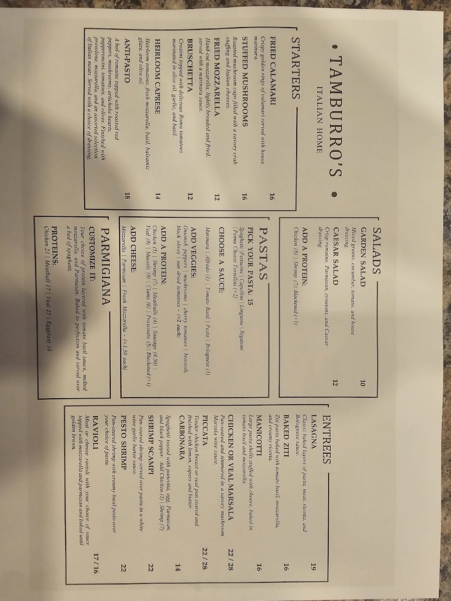 Menu Tamburro's Italian Home-2