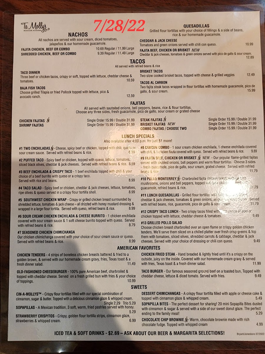 Menu Tamolly's Of Bryant-4