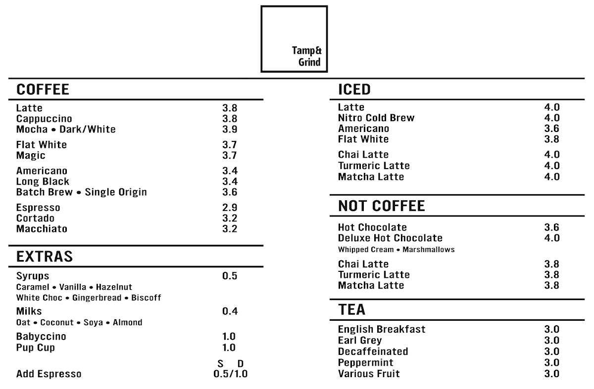 Menu Tamp & Grind • Specialty Coffee • Lancing-1