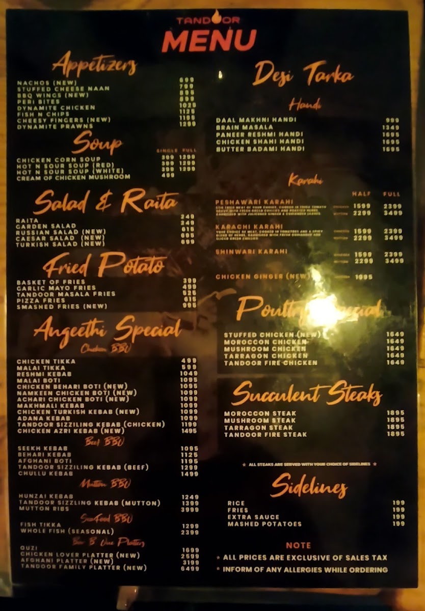 Menu Tandoor - Fine Dine Restaurant-1