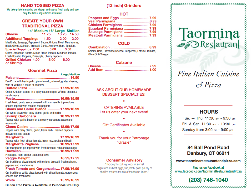 Menu Taormina Restaurant And Pizza-9