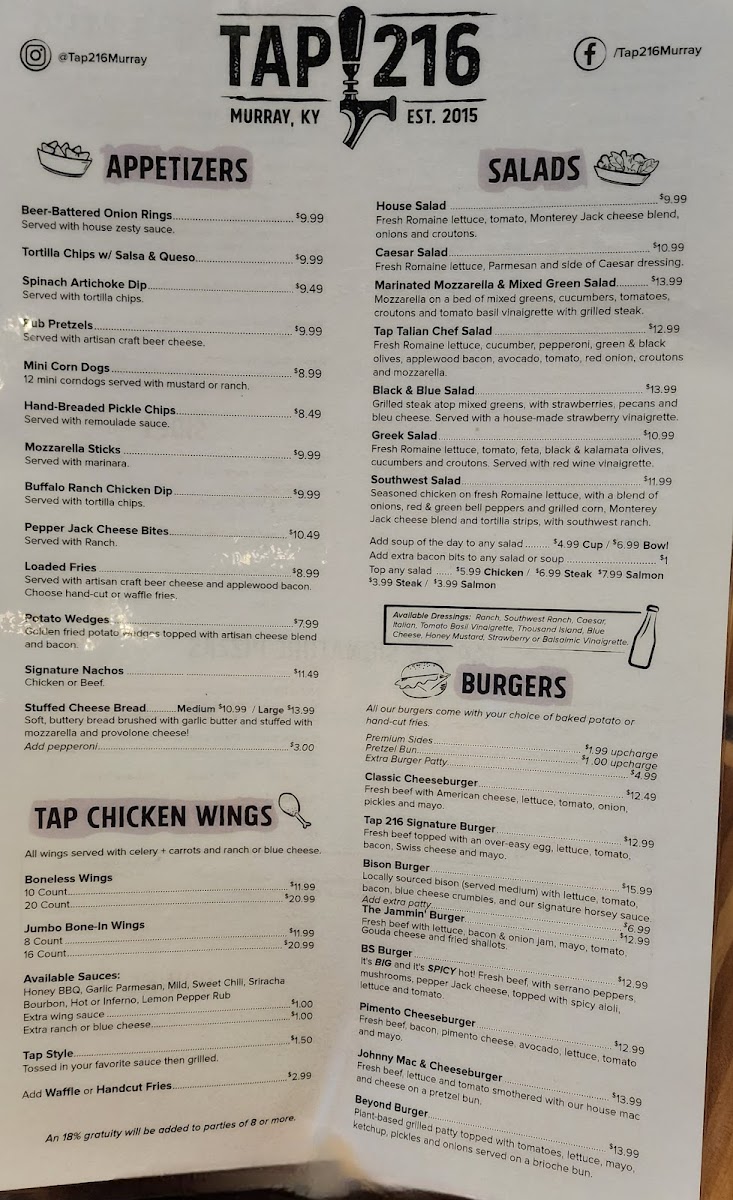 Menu Tap 216-3