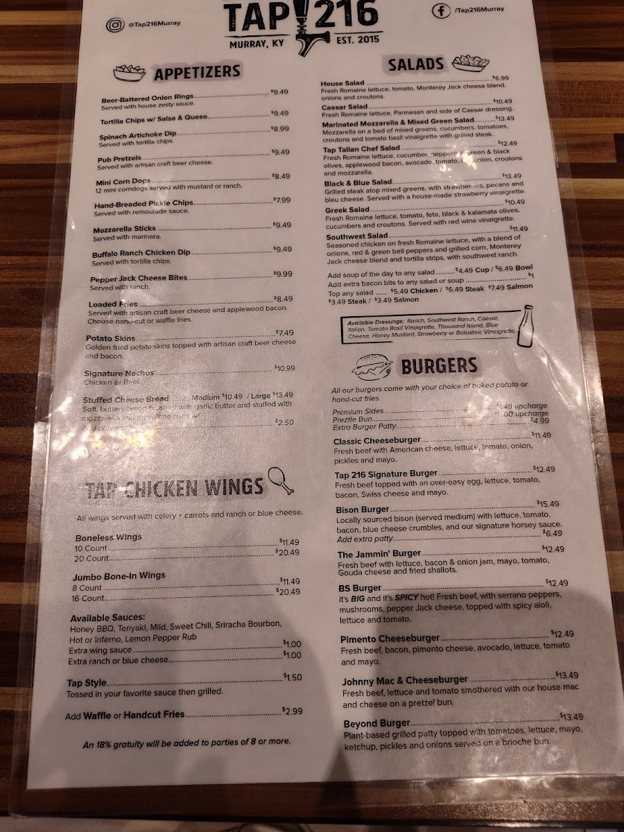 Menu Tap 216-7