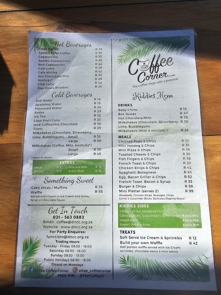 Menu @tap Coffee Corner-1