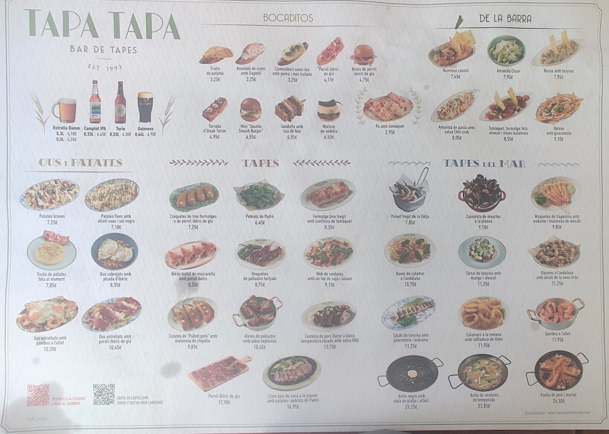 Menu Tapa Tapa Rambla De Catalunya-7