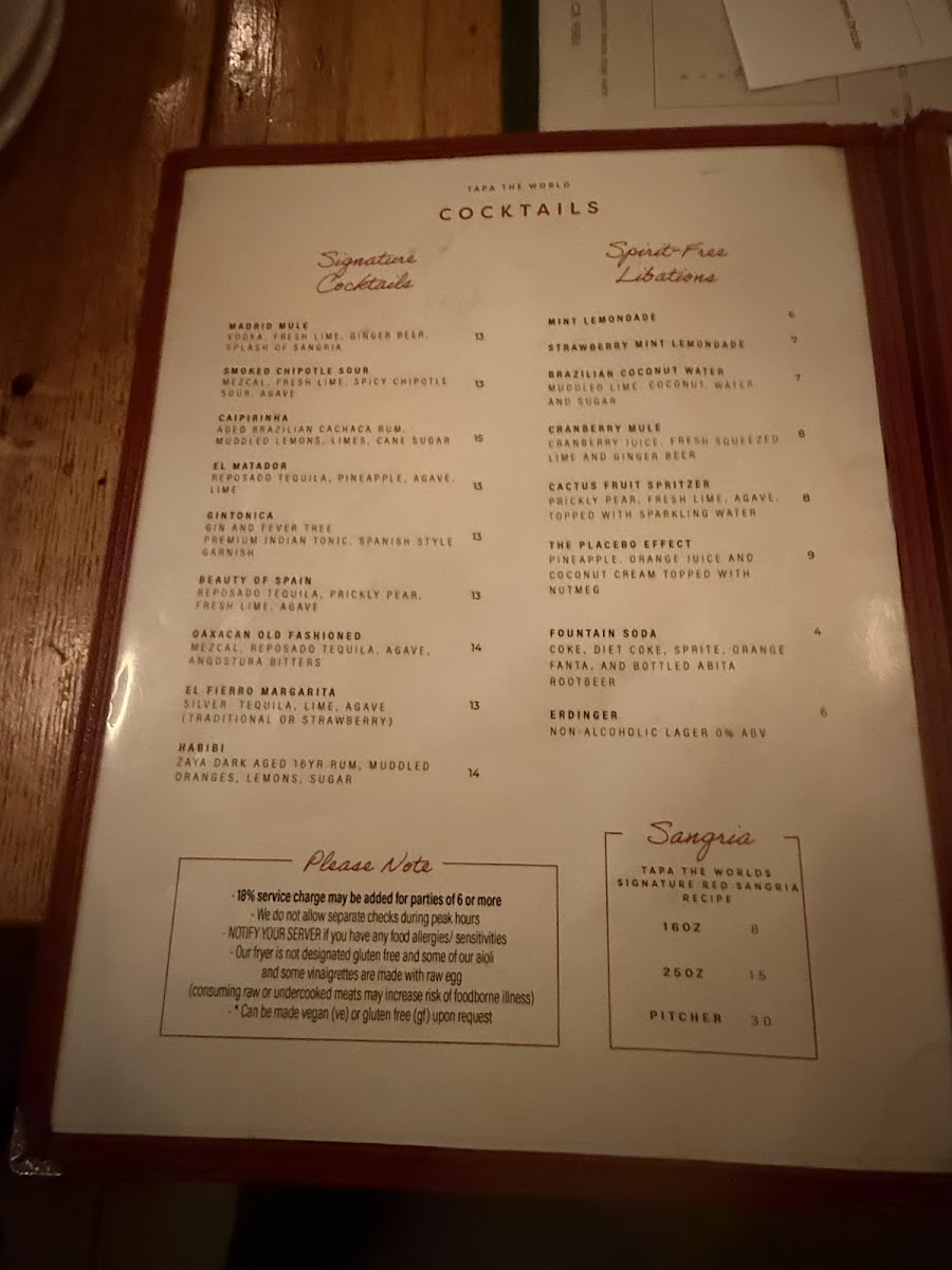 Menu Tapa The World-3