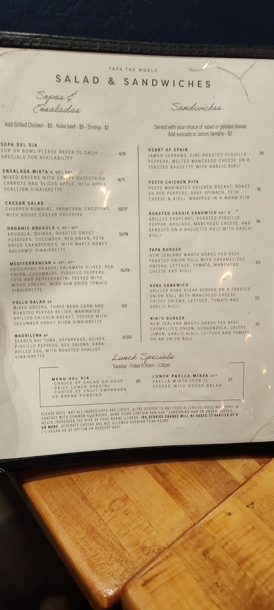 Menu Tapa The World-5